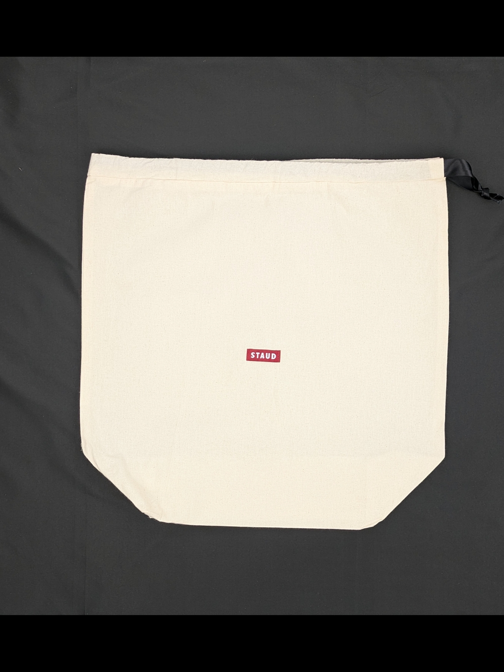 STAUD Cream Drawstring Dust Pouch with Red Logo